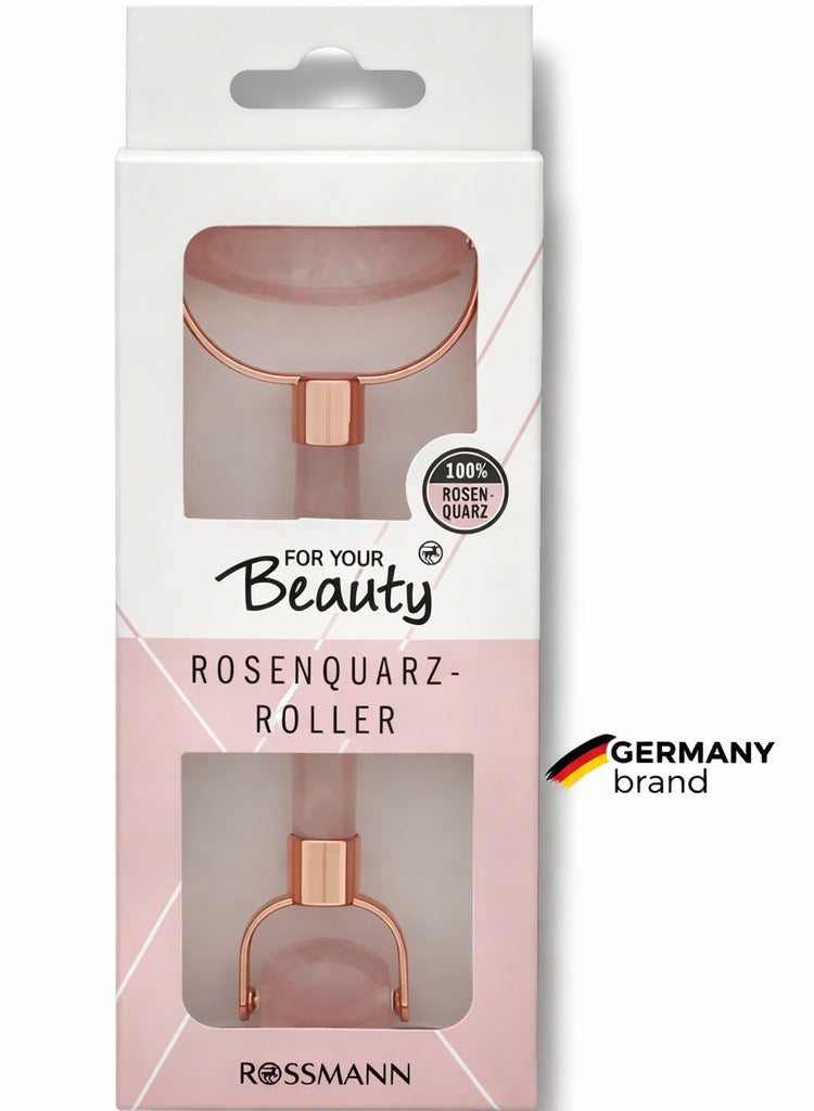 Rossmann Rose Quartz Face Roller (100% Rose Quartz) – Cooling Facial Massage Tool - Image 1